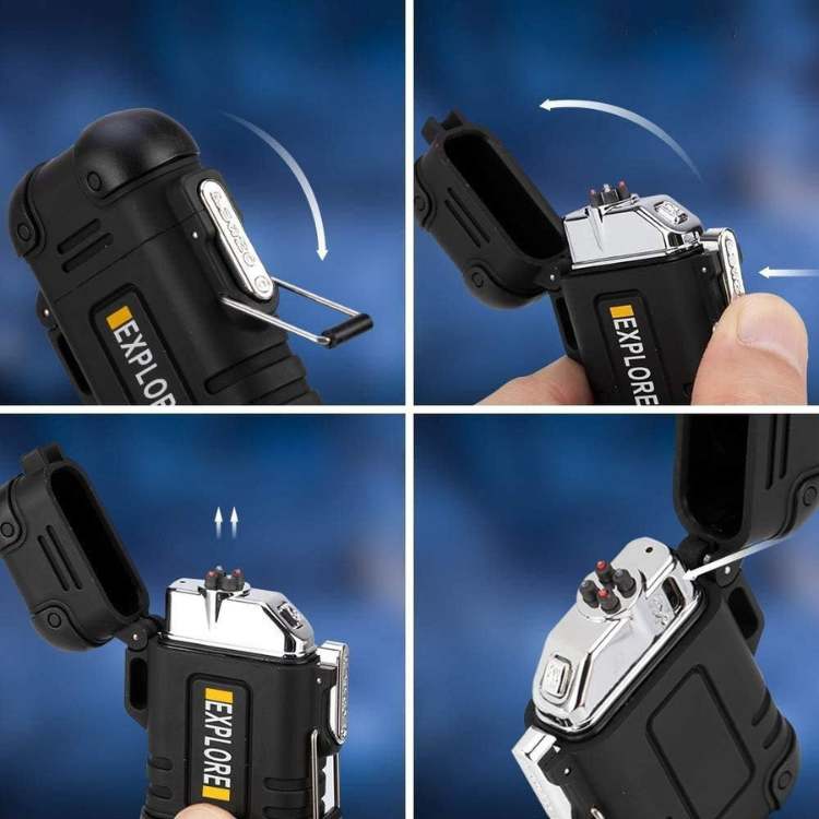 Elektrisk Dobbelt Bue Lighter | Genopladelig, Vindbestandig & Ideel til Camping og Udendørs Eventyr