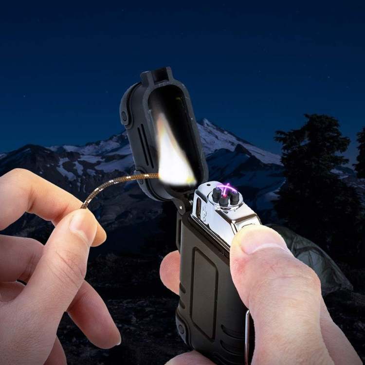 Elektrisk Dobbelt Bue Lighter | Genopladelig, Vindbestandig & Ideel til Camping og Udendørs Eventyr