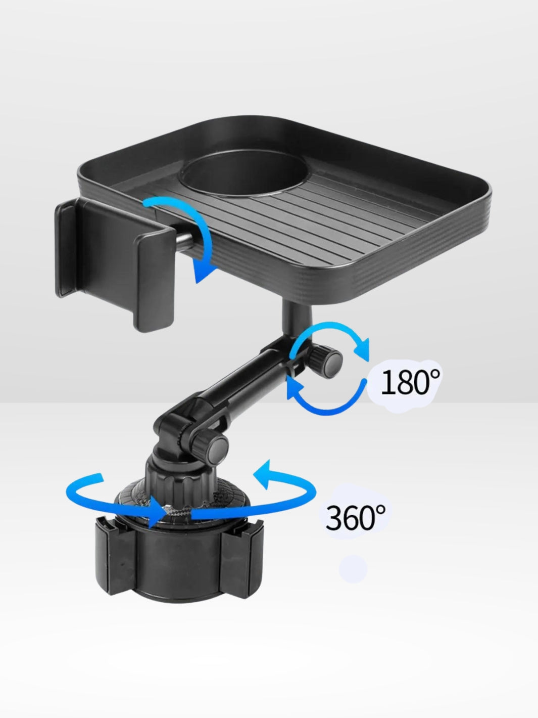 360° Rotationsbakke til Bil med Telefonholder og Kopholder