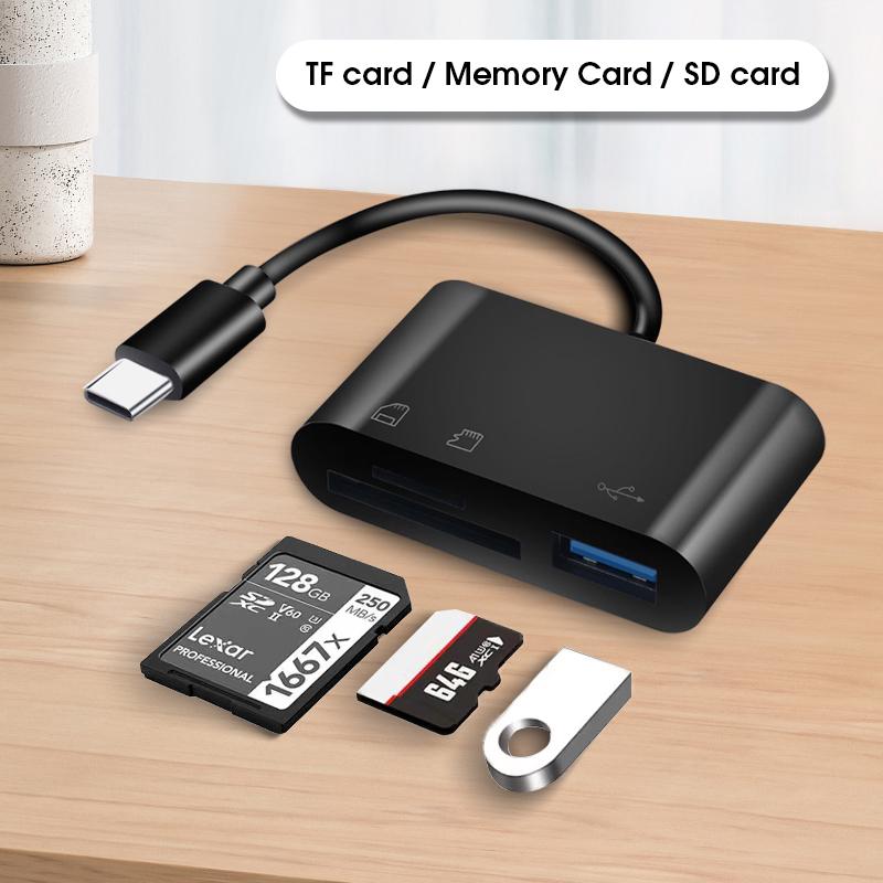 Snabb 3-i-1 Kortläsare för USB-C med OTG-Funktion