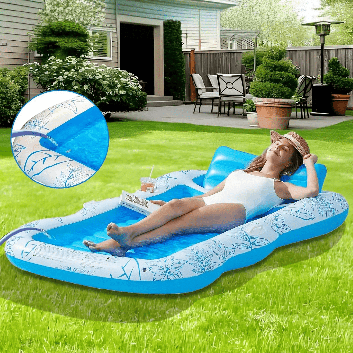 Komfortabel Pool Lounger med Indbygget Kopholder