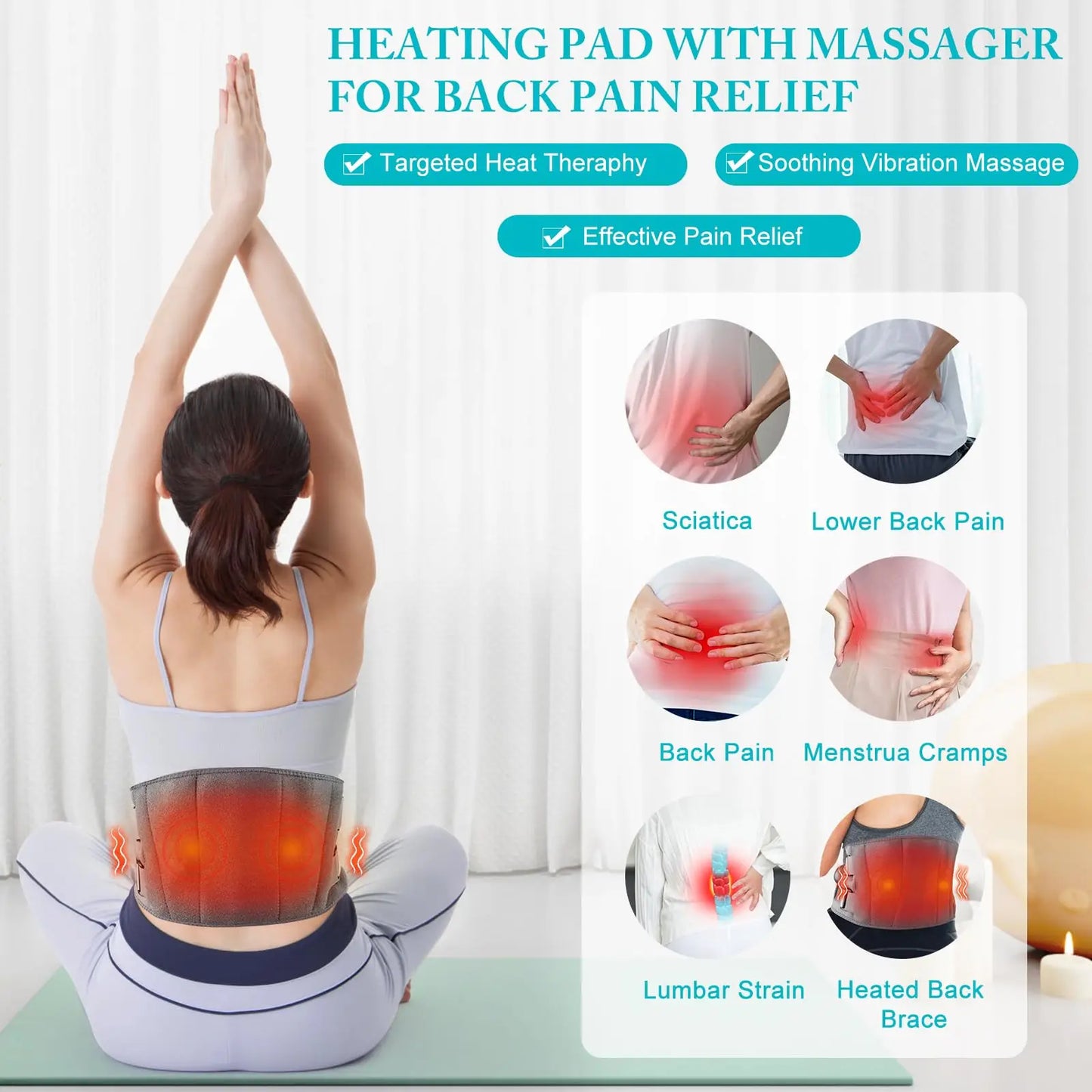 Värmedyna och massageapparat för ländryggen