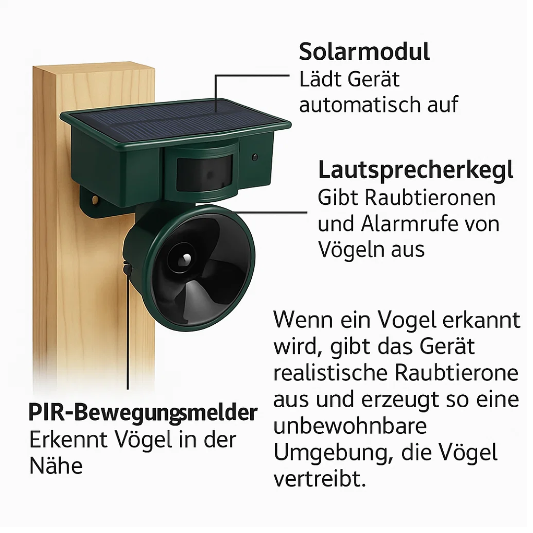Fuglesikring | Vejrbestandig enhed til skræmning af fugle med solenergi