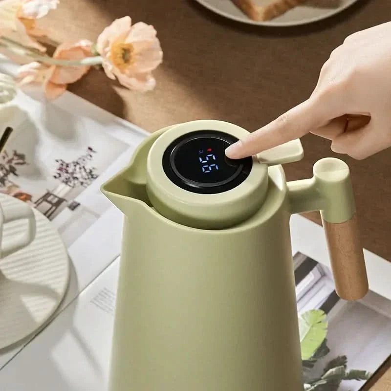 Elegant termokanna i glas med digital temperaturvisning