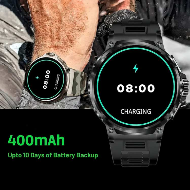 Robust Smartwatch – 10 Dages Batteri, Opkaldsnotifikationer og Sundhedsovervågning
