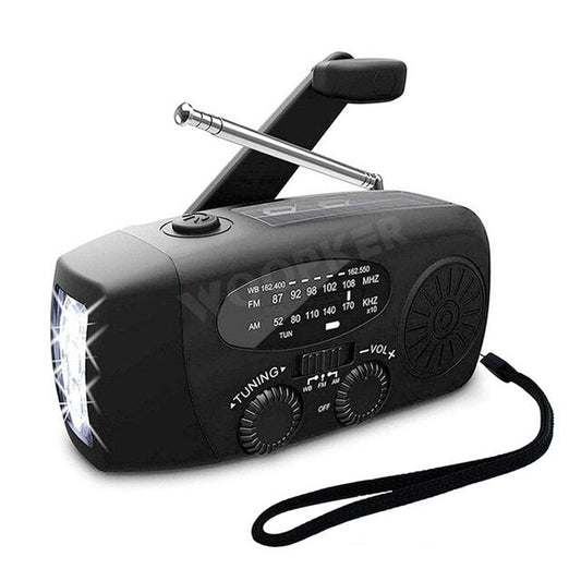 Multifunktionell nödradio med solenergi och powerbank