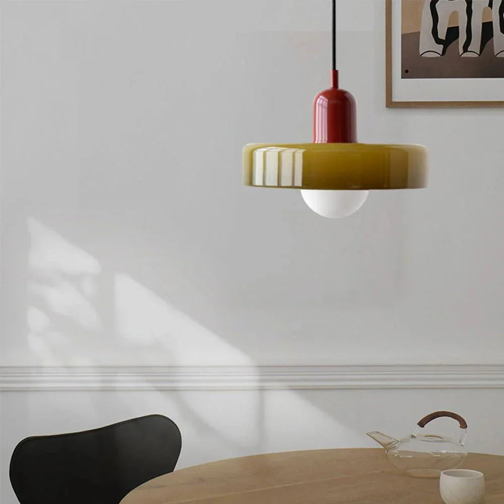 Färggrann Glashänglampa med Modern Bauhaus-Design