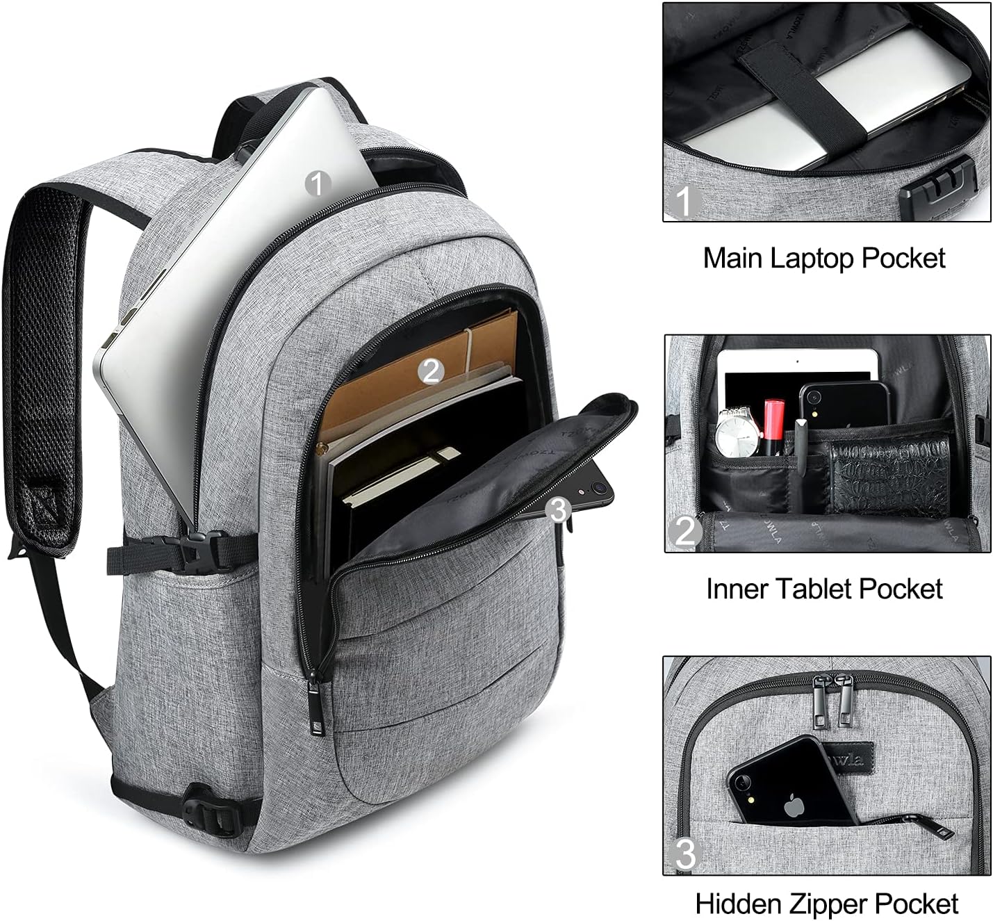 Stor og Sikker Rygsæk til Laptop med USB-Port – 30–50L