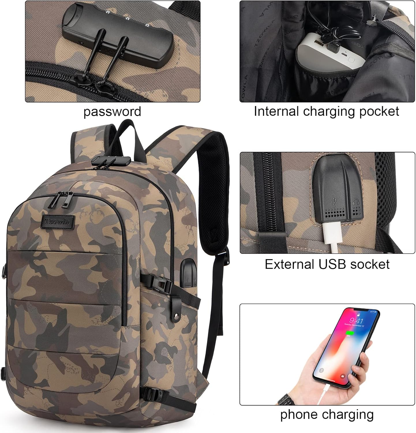 Stor og Sikker Rygsæk til Laptop med USB-Port – 30–50L