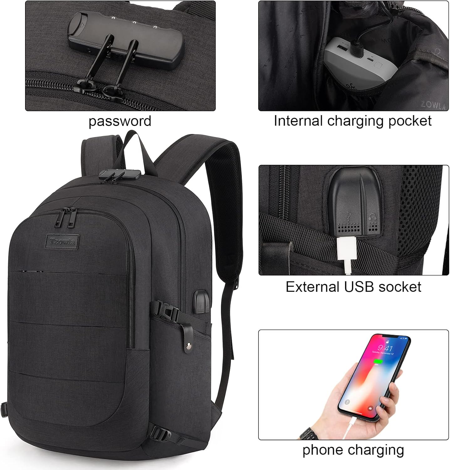 Stor og Sikker Rygsæk til Laptop med USB-Port – 30–50L