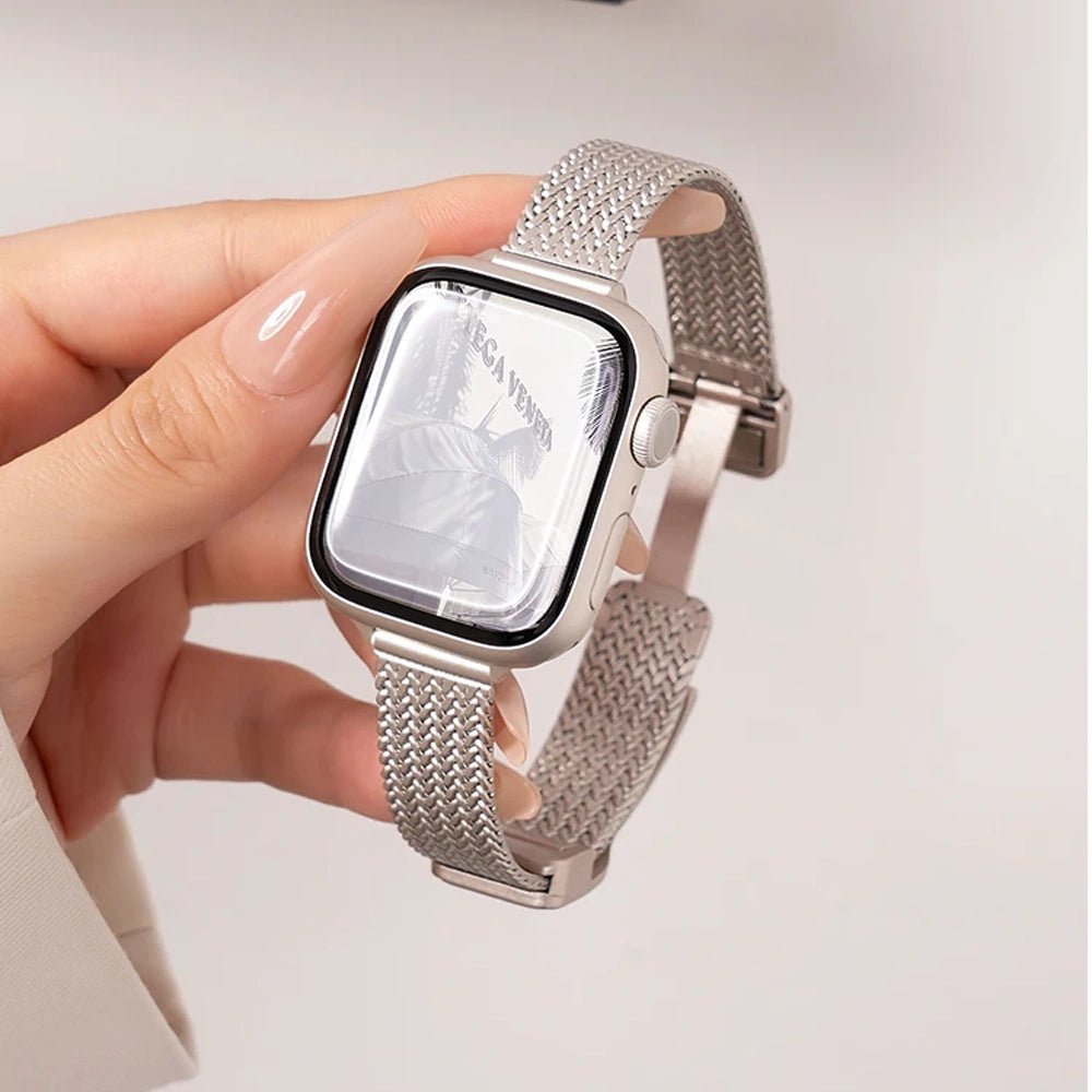 Ultra-tyndt armbånd i rustfrit stål til Apple Watch for elegant brug