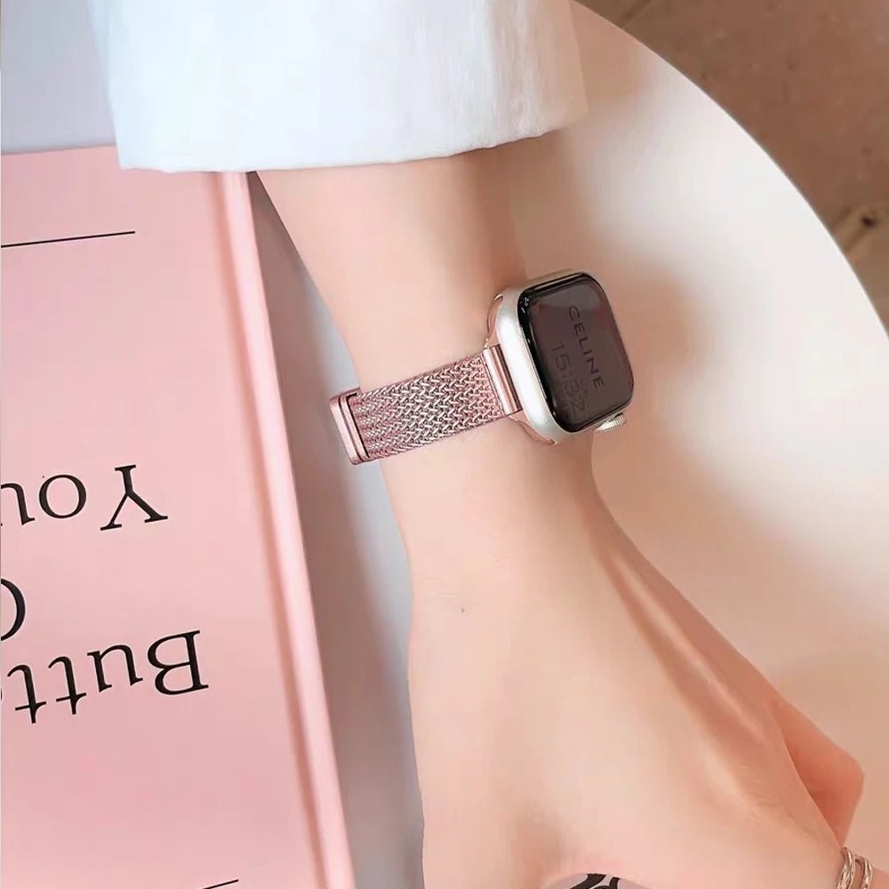 Ultra-tyndt armbånd i rustfrit stål til Apple Watch for elegant brug