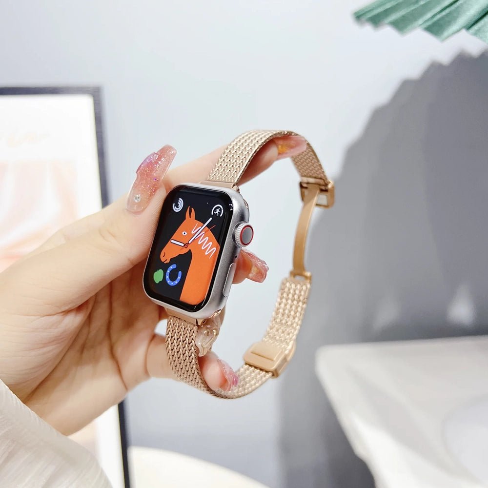 Ultra-tyndt armbånd i rustfrit stål til Apple Watch for elegant brug