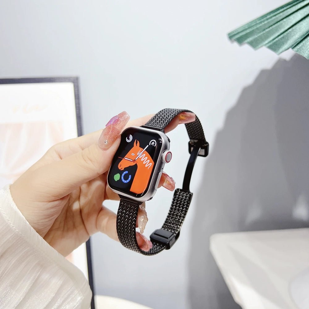 Ultra-tyndt armbånd i rustfrit stål til Apple Watch for elegant brug