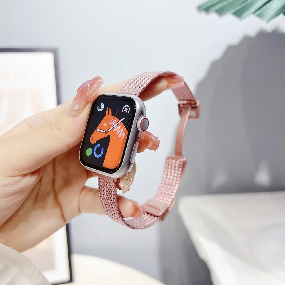Ultra-tyndt armbånd i rustfrit stål til Apple Watch for elegant brug