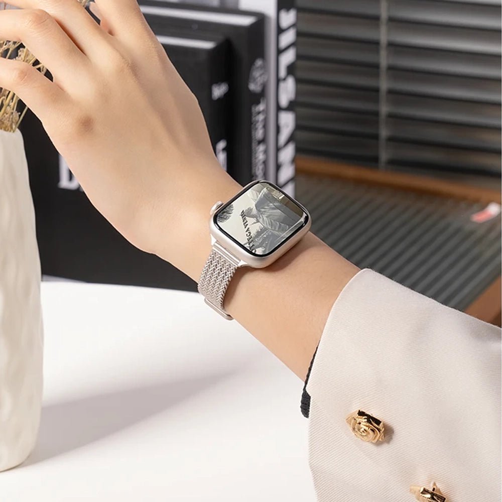 Ultra-tyndt armbånd i rustfrit stål til Apple Watch for elegant brug