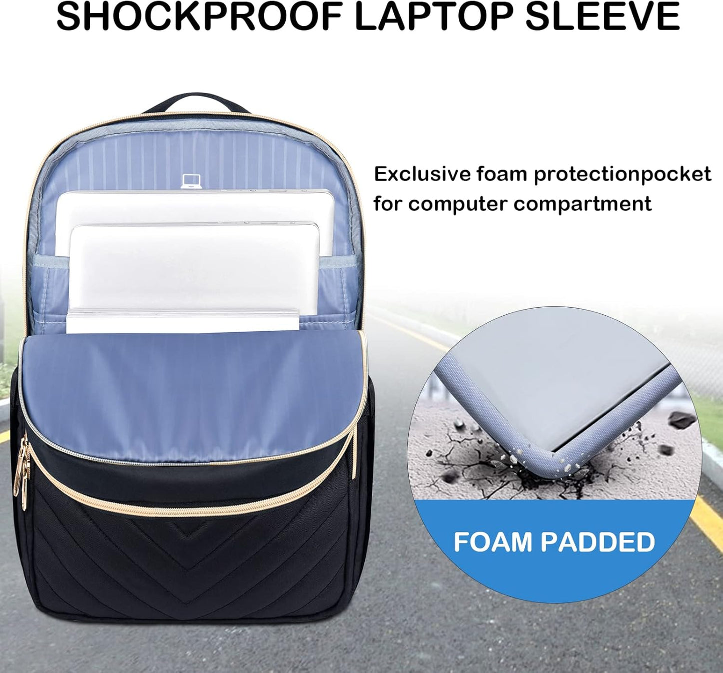 Vattentät och Lätt Laptopryggsäck med USB-Laddningsport – 15.6" Kompatibel