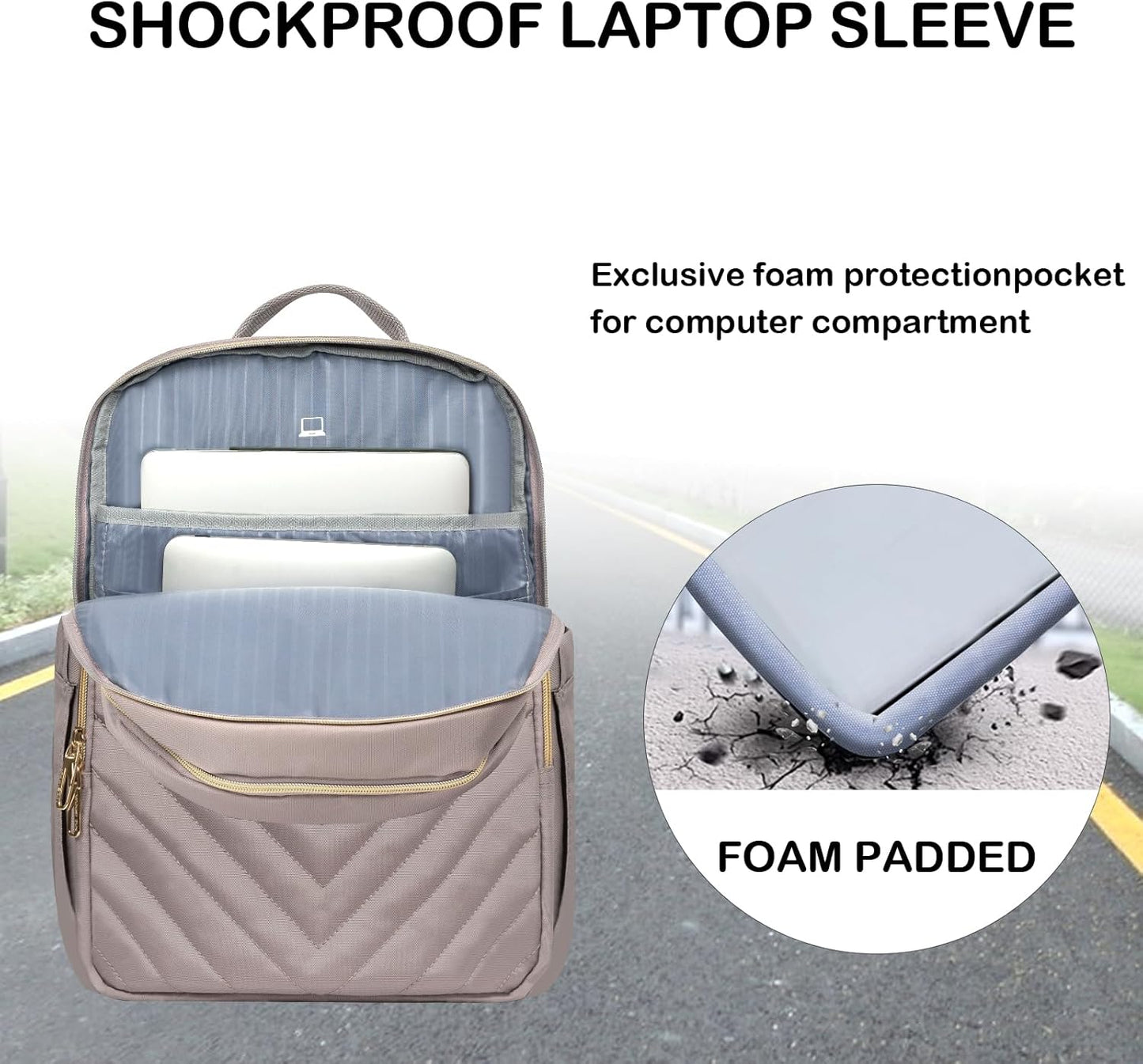 Vattentät och Lätt Laptopryggsäck med USB-Laddningsport – 15.6" Kompatibel