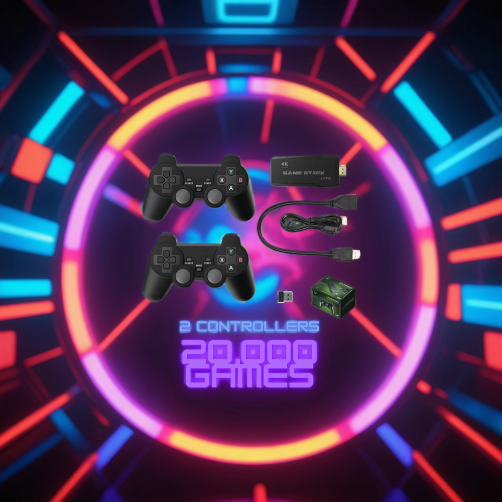 4K Retro Spilkonsol med Trådløse Controllere - Plug & Play
