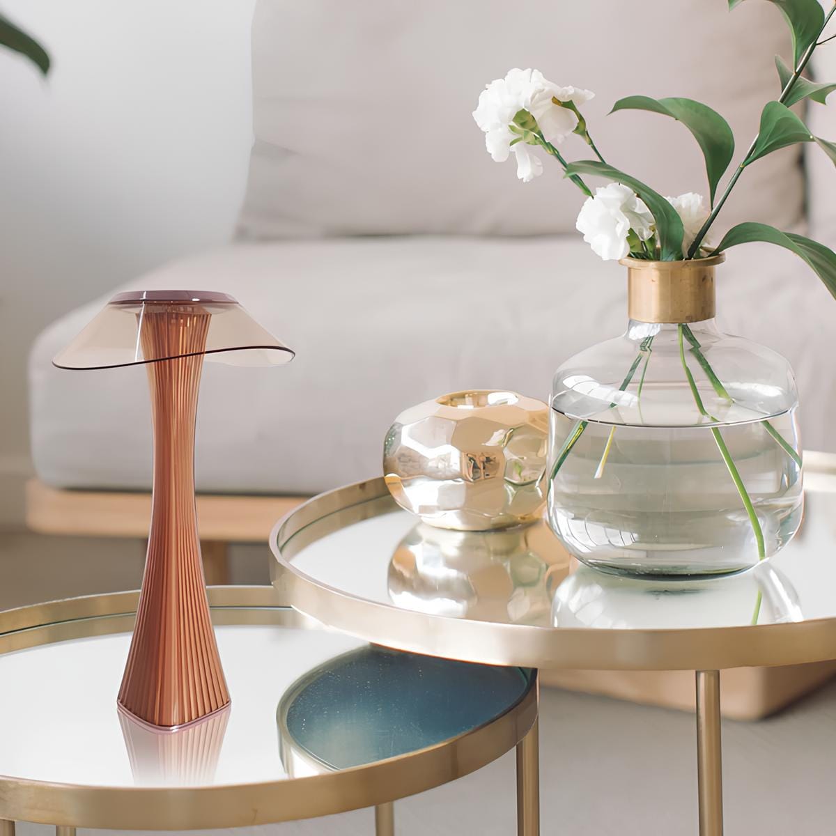 Elegant krystallys bordlampe | Trådløs og genopladelig