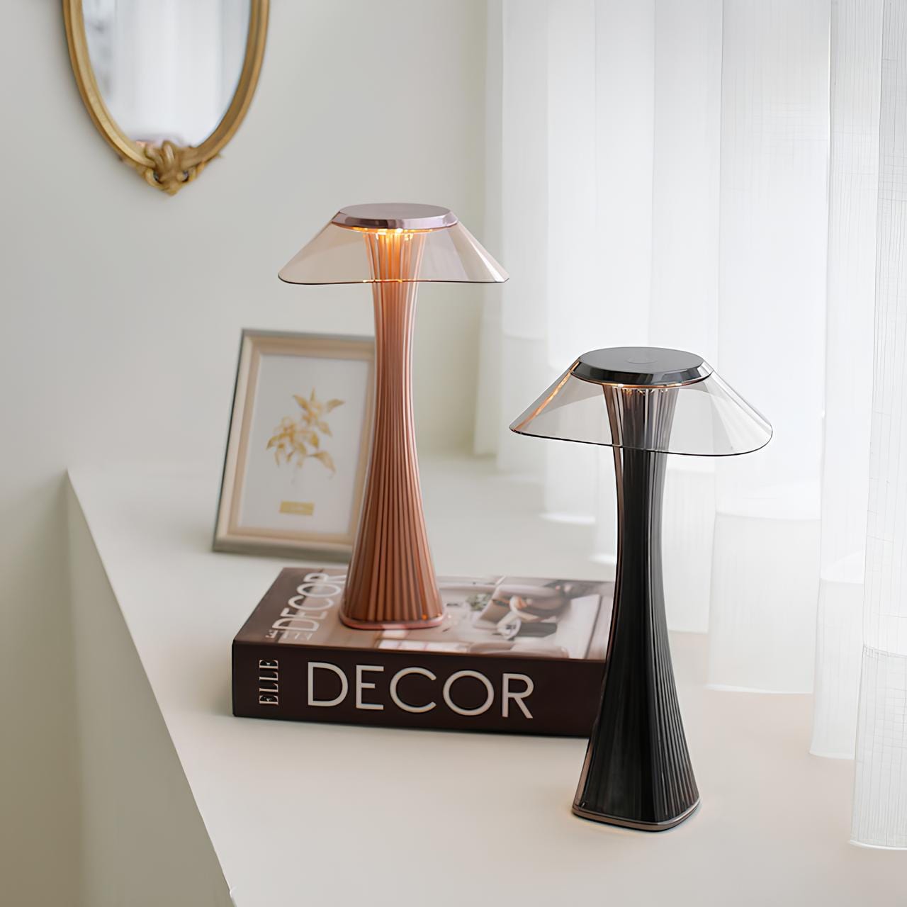 Elegant krystallys bordlampe | Trådløs og genopladelig