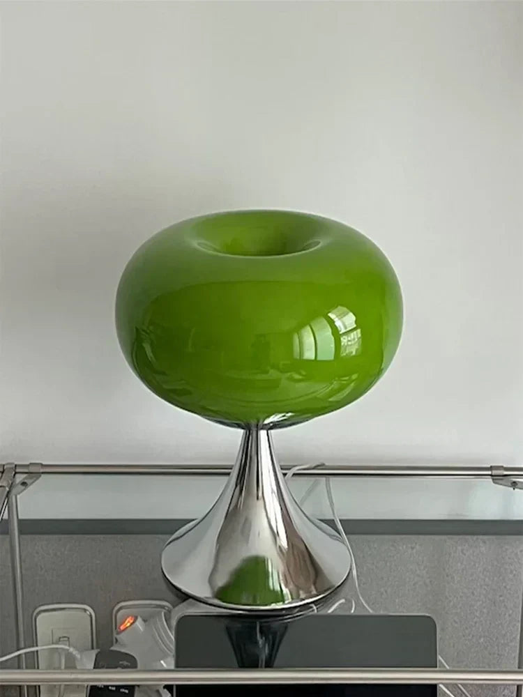 Vintage Bordlampe i Glas og Metal med Tidløs Elegance