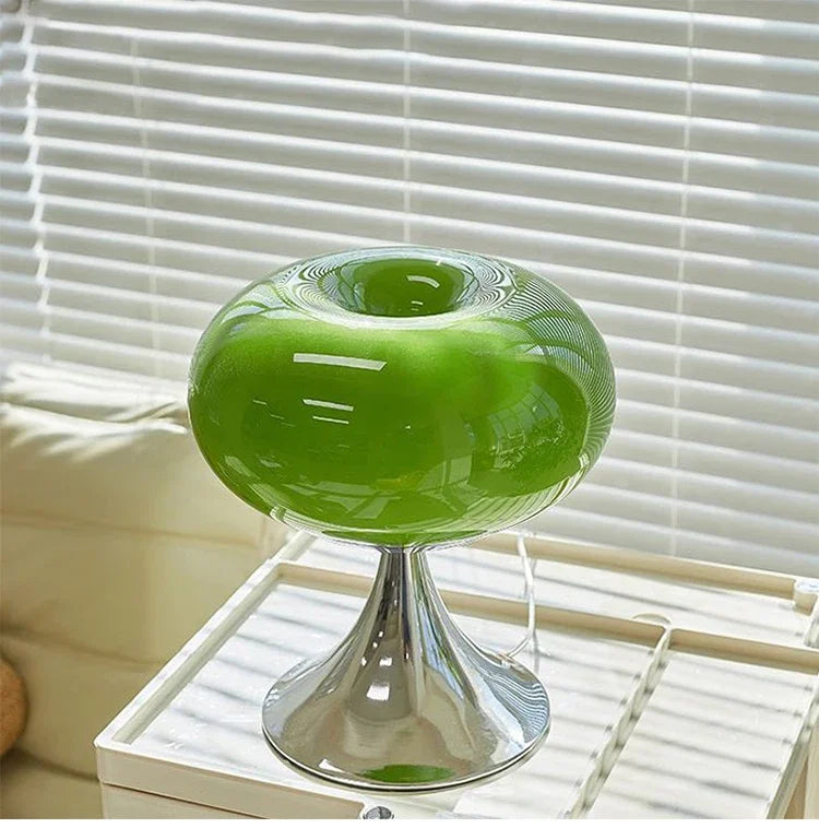 Vintage Bordlampe i Glas og Metal med Tidløs Elegance