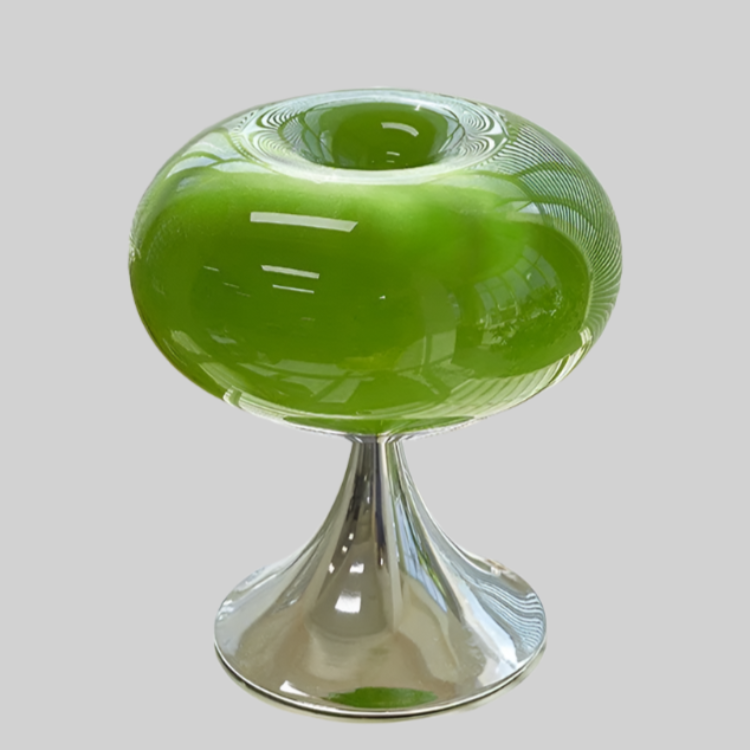 Vintage Bordlampe i Glas og Metal med Tidløs Elegance