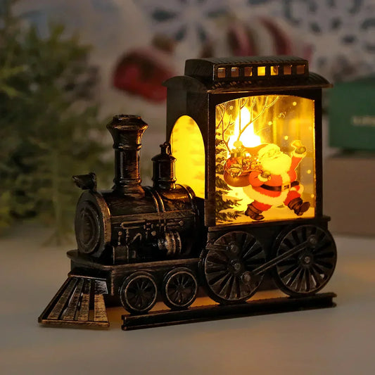 Vintage LED Lanterne med Togmotiv til Juleudsmykning