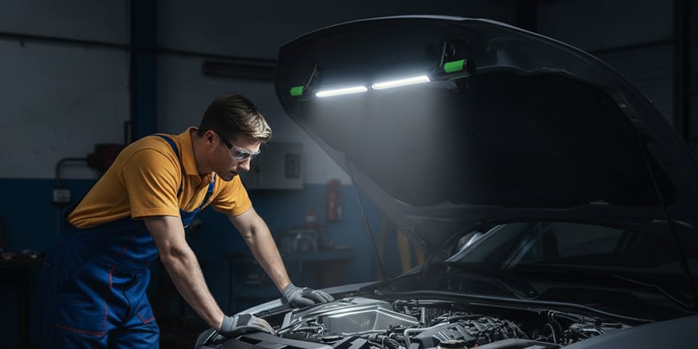 Genopladelig LED Inspektionslampe med Magnetfod – Arbejdslys til Bil og Garage