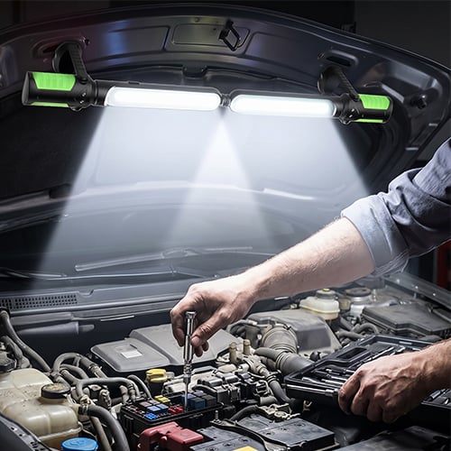 Genopladelig LED Inspektionslampe med Magnetfod – Arbejdslys til Bil og Garage