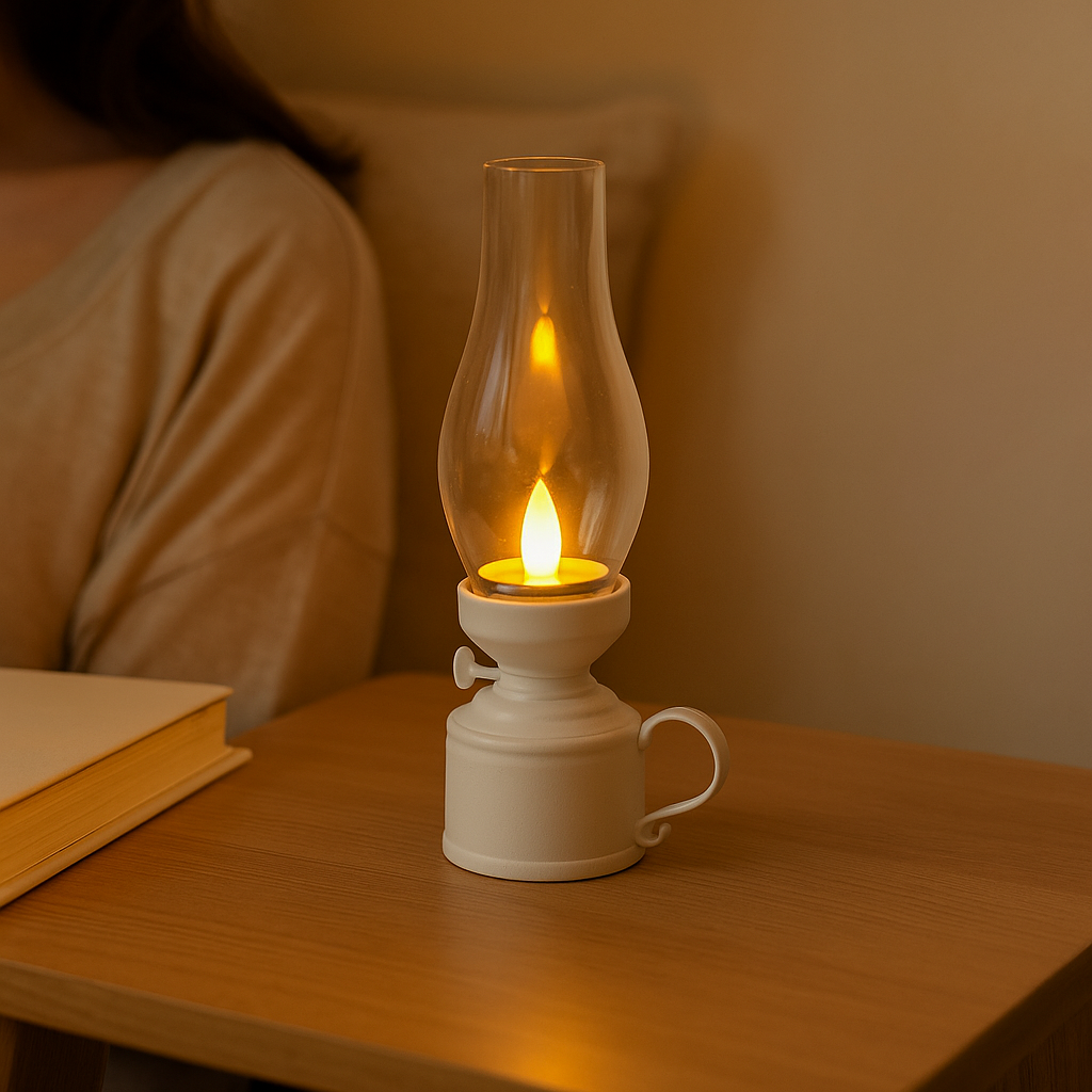 Vintage LED Lyslampe – Stemningsfuld og Sikker Belysning