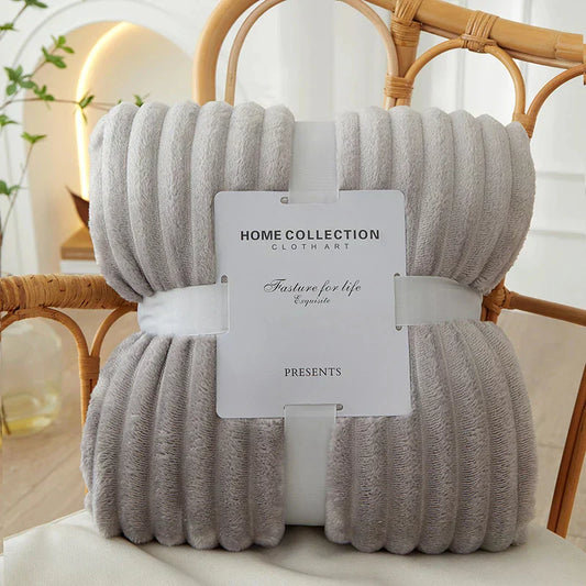 Luksuriøst Flannel Fleece Tæppe med Brede Striber