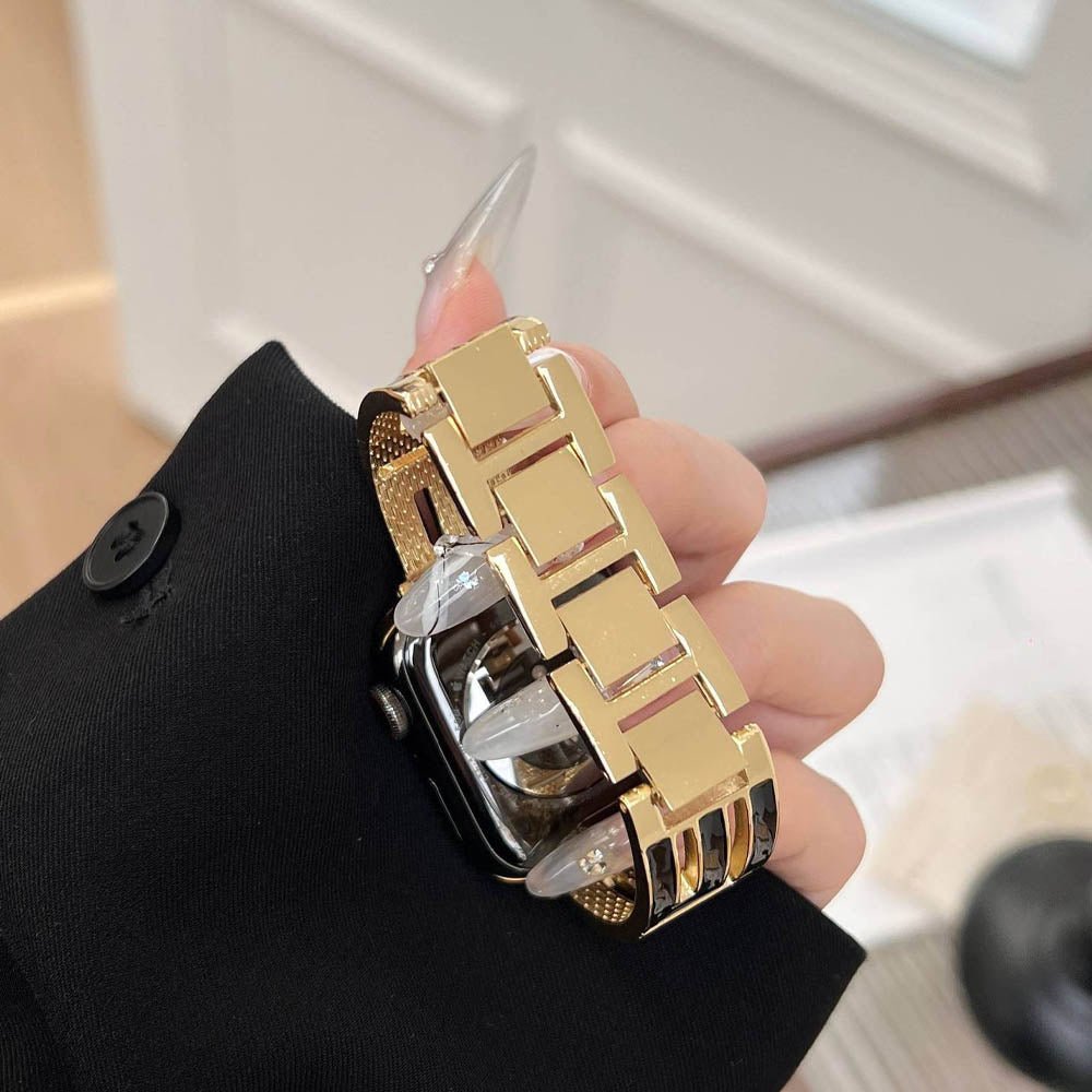 Firkantet rustfrit stål Apple Watch-rem til formelle lejligheder