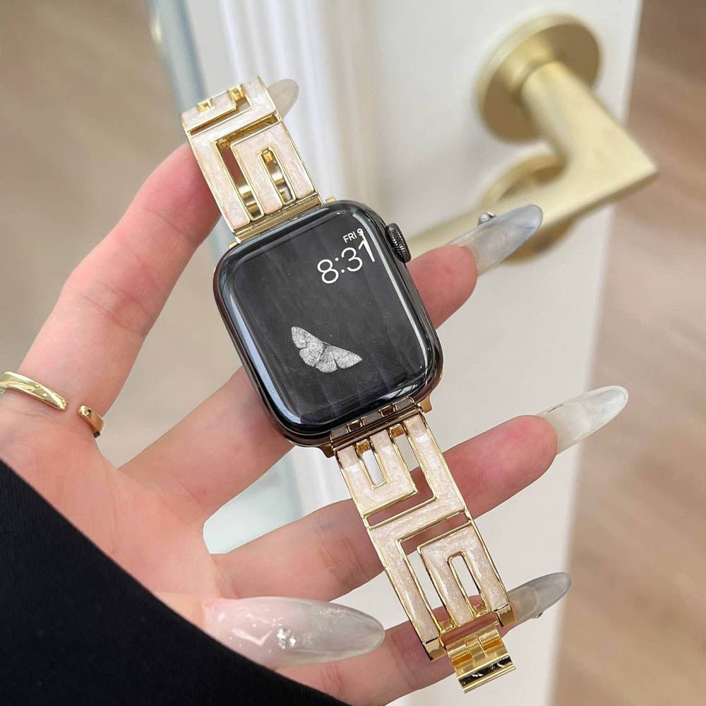 Firkantet rustfrit stål Apple Watch-rem til formelle lejligheder