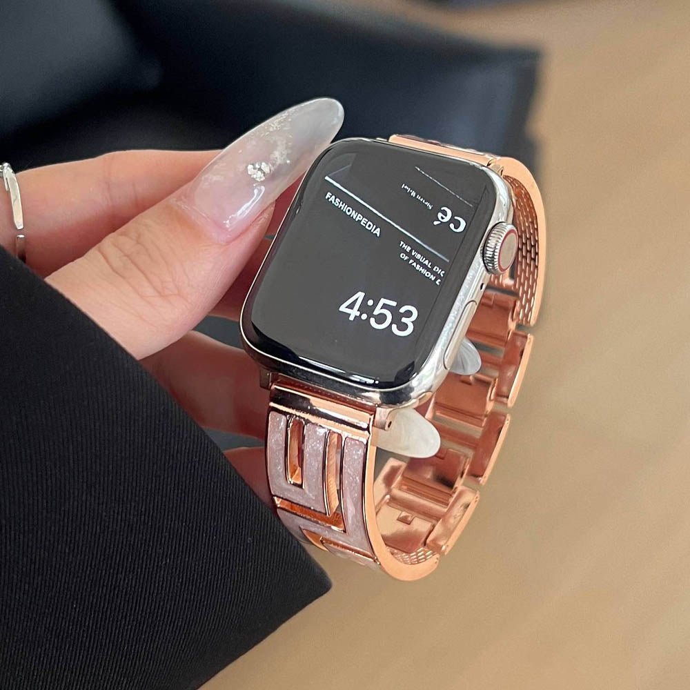 Firkantet rustfrit stål Apple Watch-rem til formelle lejligheder
