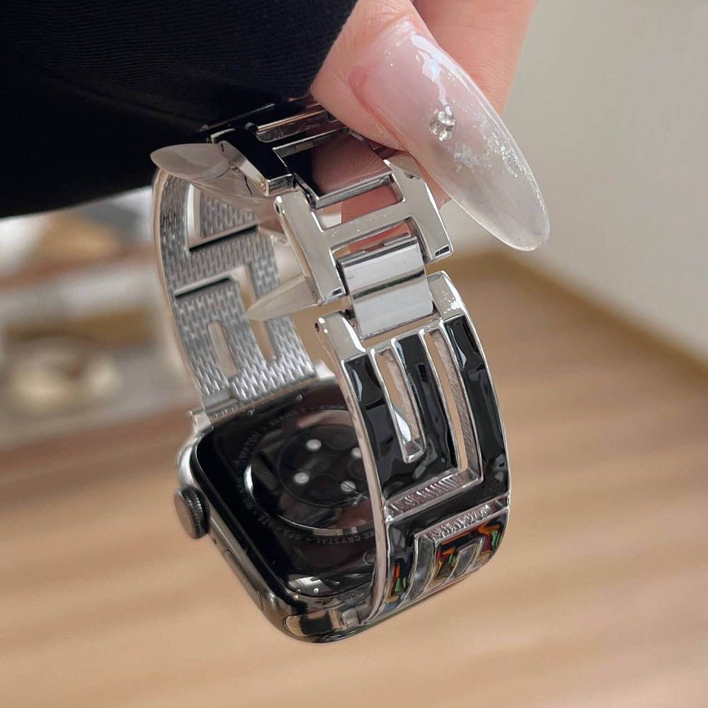 Firkantet rustfrit stål Apple Watch-rem til formelle lejligheder