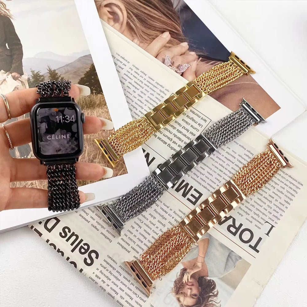 Elegant vævet armbånd i rustfrit stål til Apple Watch