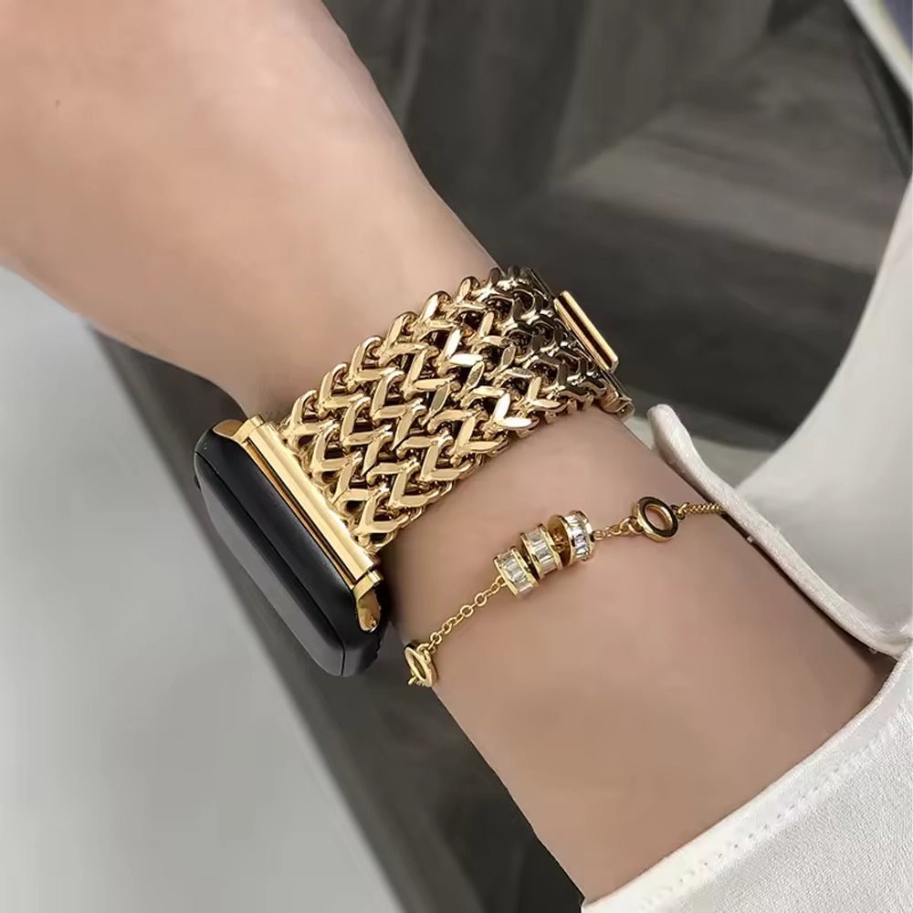 Elegant vævet armbånd i rustfrit stål til Apple Watch