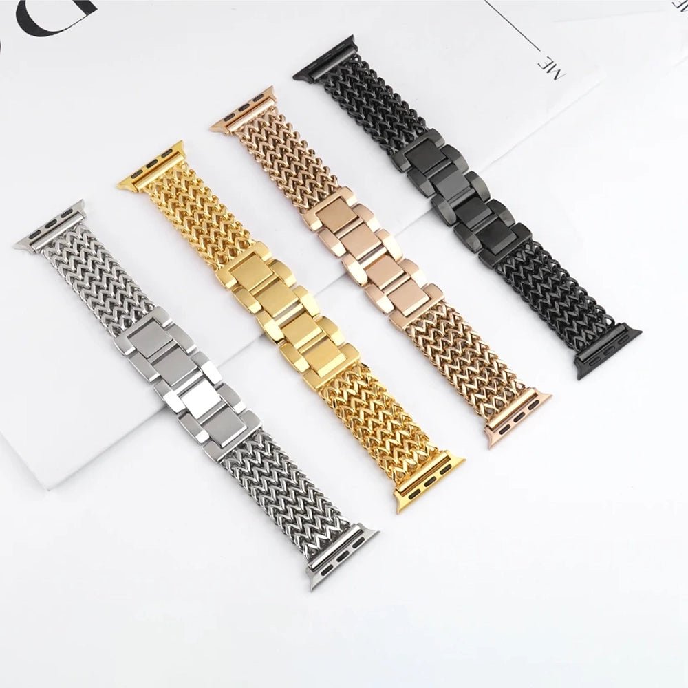 Elegant vævet armbånd i rustfrit stål til Apple Watch
