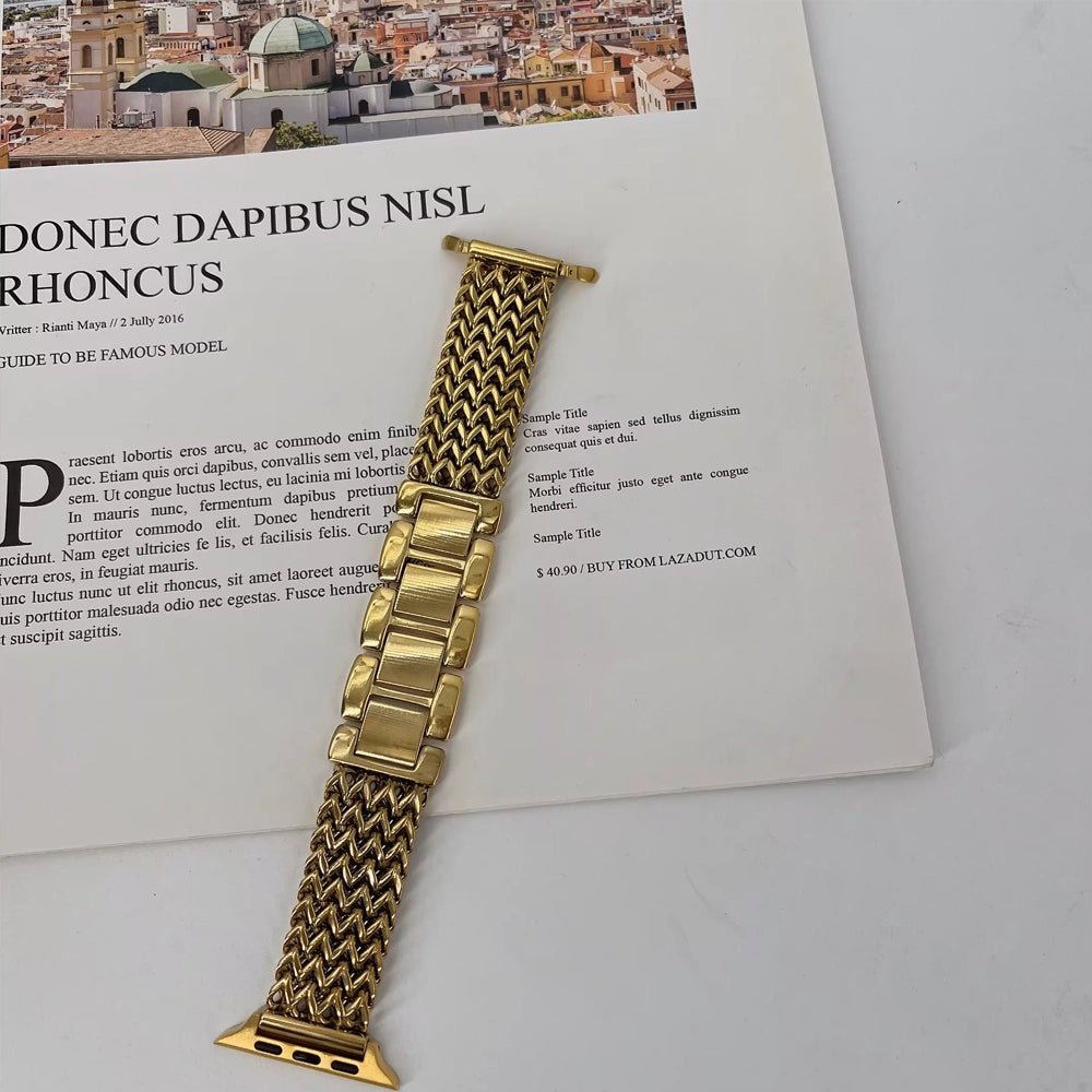 Elegant vævet armbånd i rustfrit stål til Apple Watch