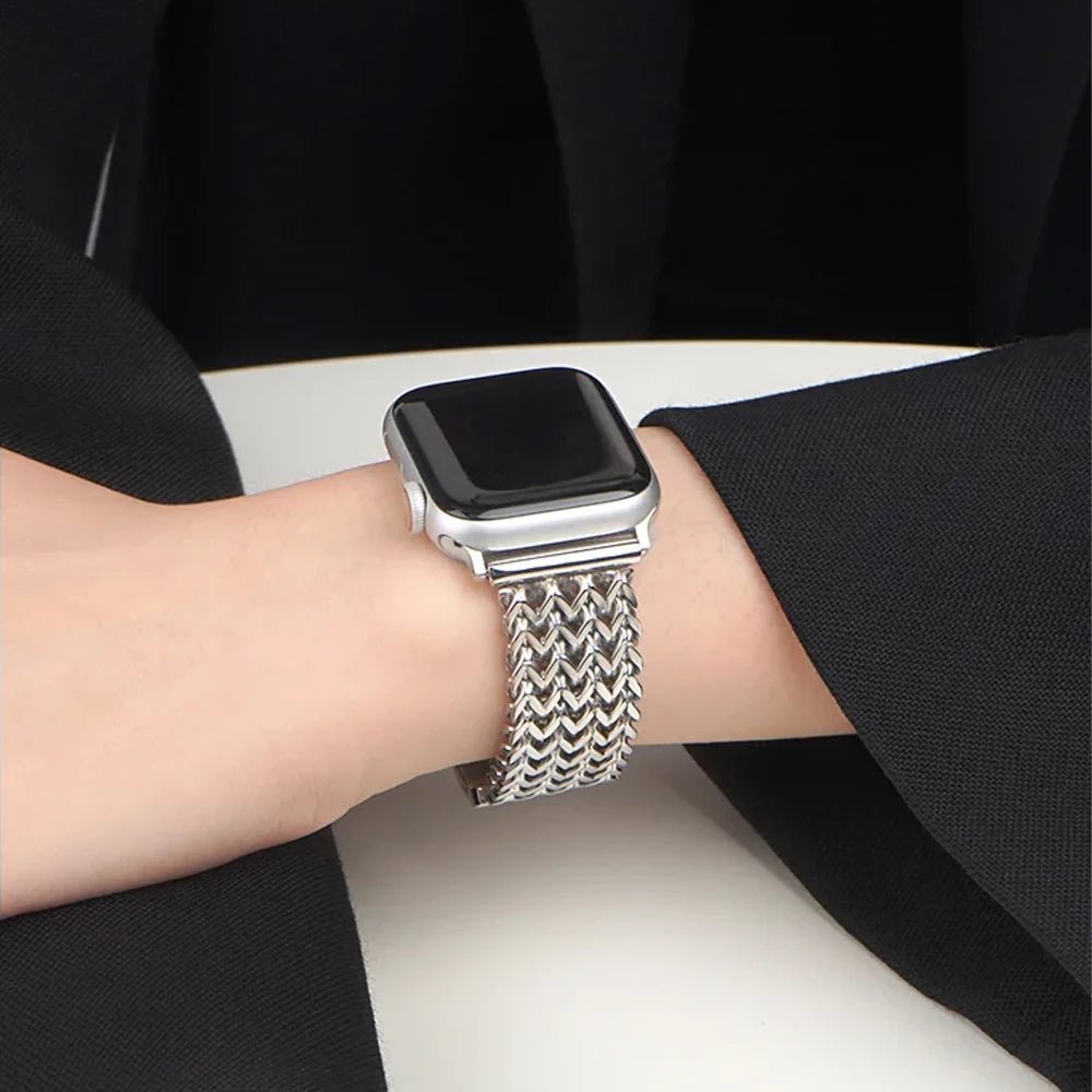 Elegant vævet armbånd i rustfrit stål til Apple Watch
