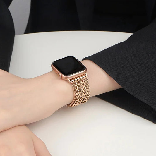 Elegant vævet armbånd i rustfrit stål til Apple Watch