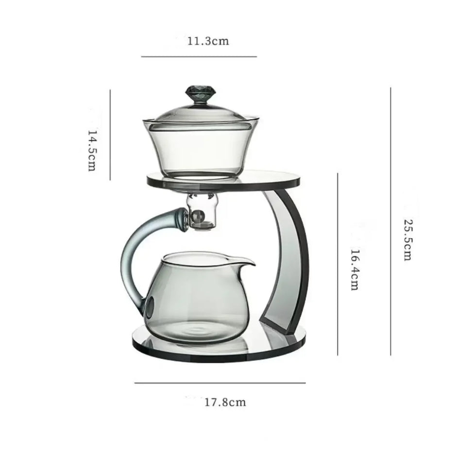 Enkel tekanneset i glas med magnetlock och slät yta