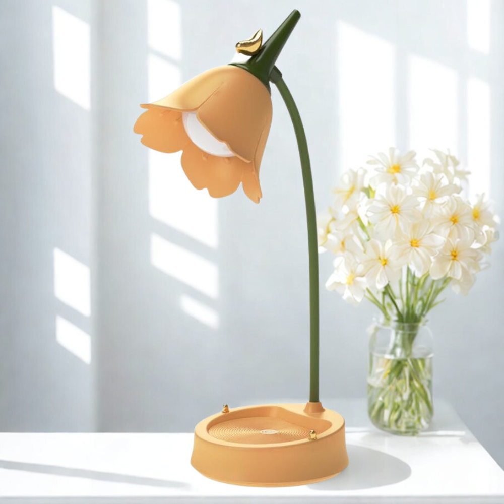 Elegant LED bordslampa med blomdesign - Lång batteritid