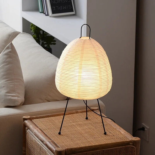 Japansk Papirbordlampe med Blødt LED Lys til Ro
