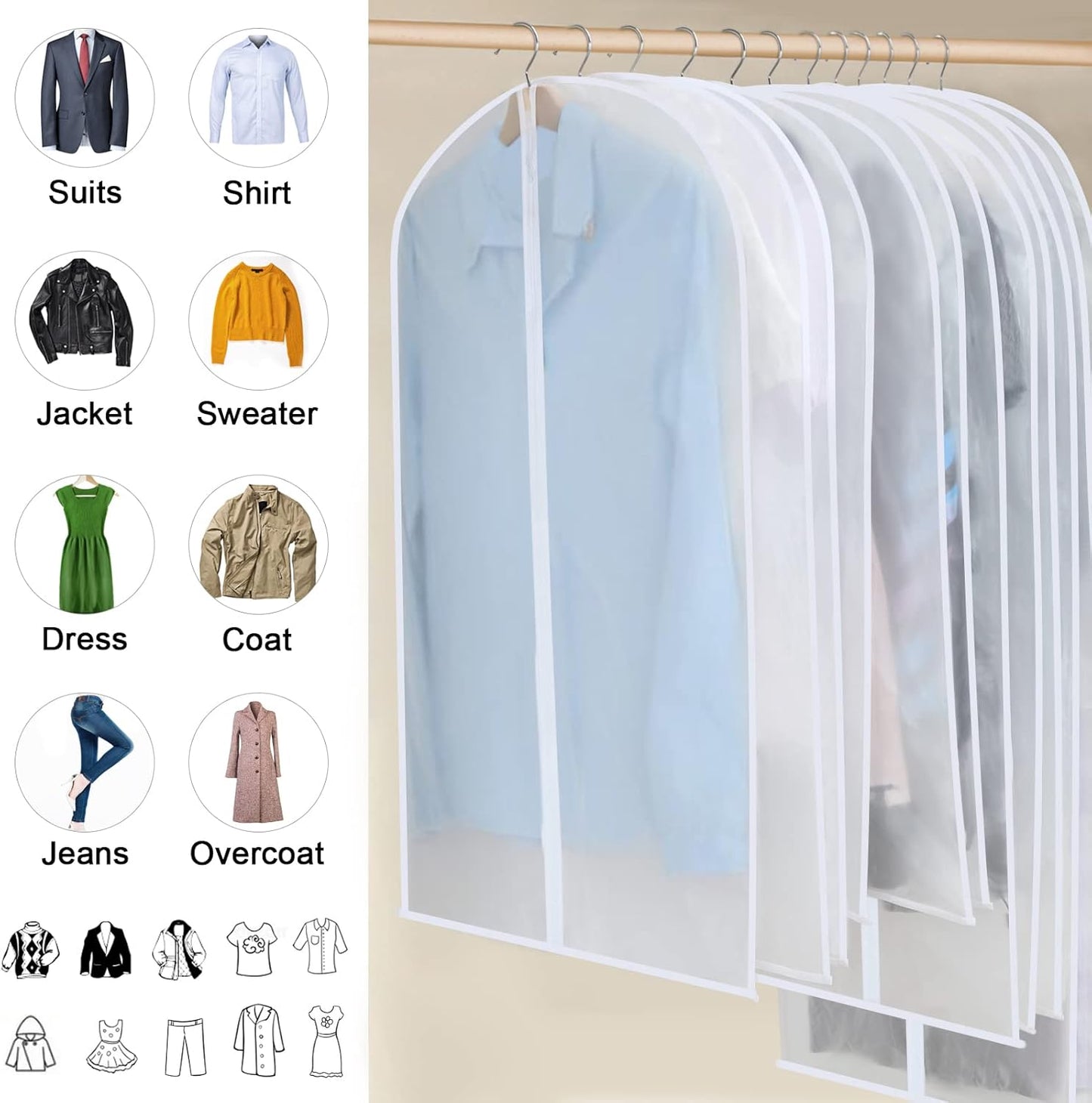Smarta klädskyddspåsar – 12-pack i 3 storlekar (Köp 1, Få 1 GRATIS)