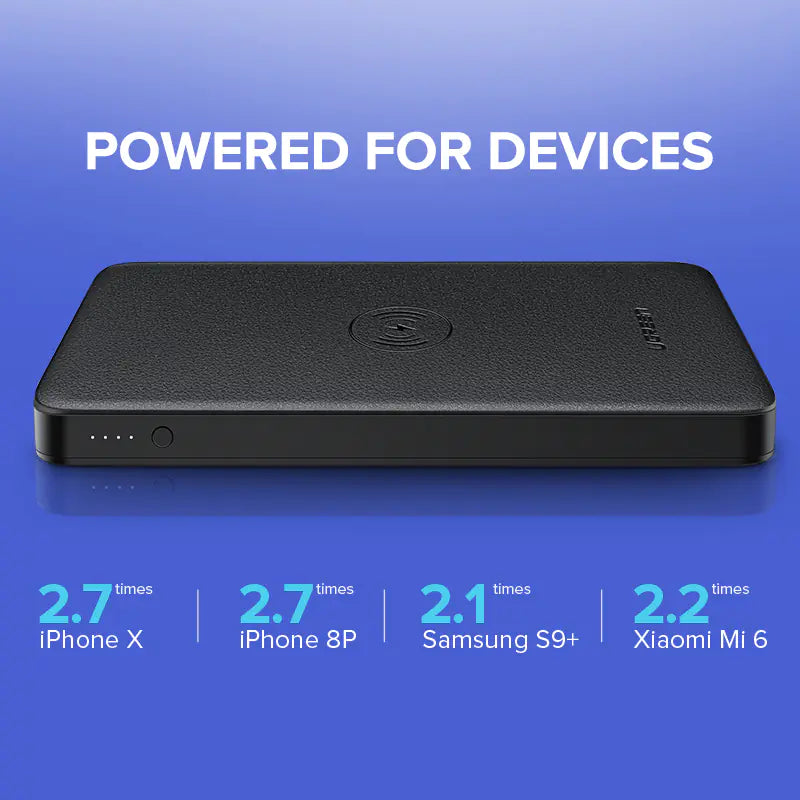 Trådløs hurtigoplader Power Bank – 10.000mAh med dobbelt udgang