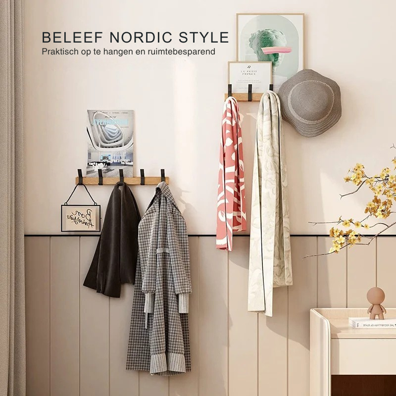Vägghängd Klädhängare | Minimalistisk Svart Design med Justerbar Krok